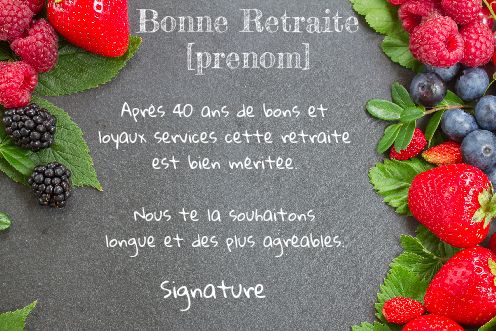 Carte Felicitation Fraise Voeux Retraite gratuit à imprimer