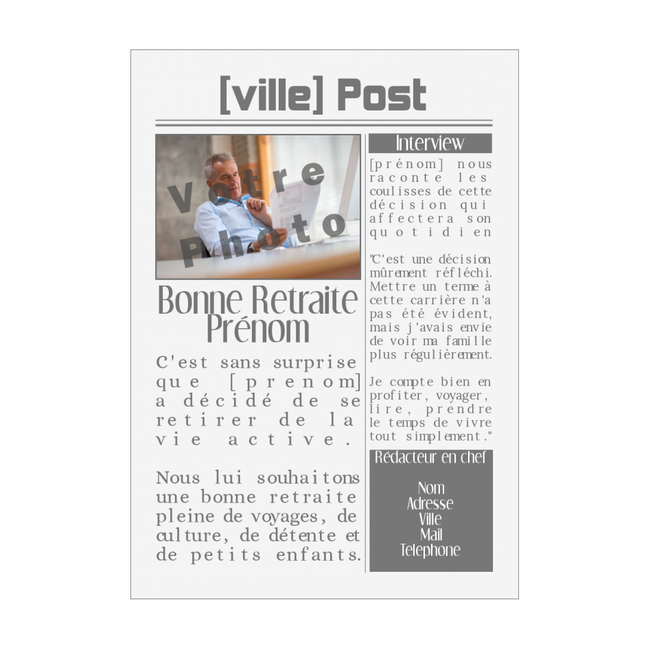 Carte Felicitation Voeux Retraite Magazine Journal Avec Photo A Imprimer Carte 1102