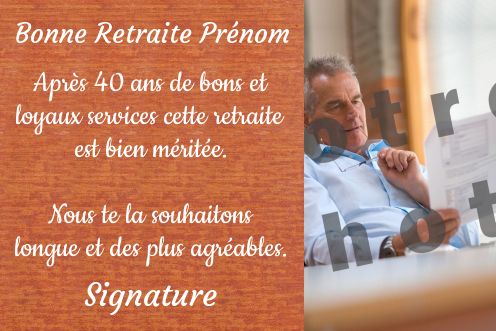 Carte Felicitation Voeux Retraite Marron avec photo à imprimer