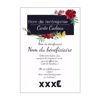 carte cadeau fleuriste bleu fleur 