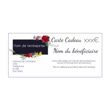 carte cadeau fleuriste bleu fleur 