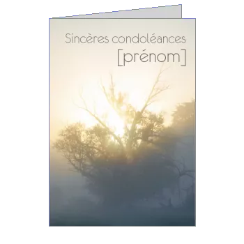 Carte Condoleances Arbre Jaune à imprimer