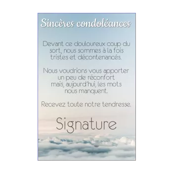 carte condoleances bleu ciel nuage 