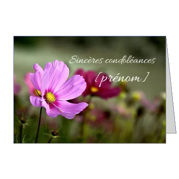 Carte Condoleances Fleur Rose Vert à imprimer