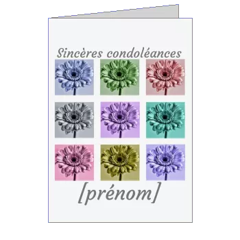 Carte Condoleances Fleur Gris Mauve à imprimer