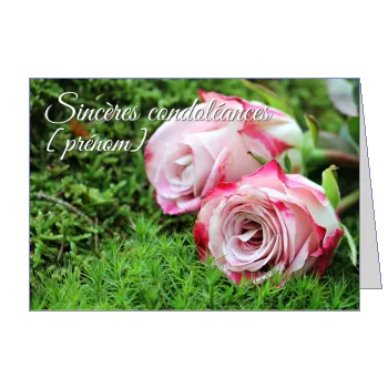 Carte Condoleances Fleur Rose Vert à imprimer