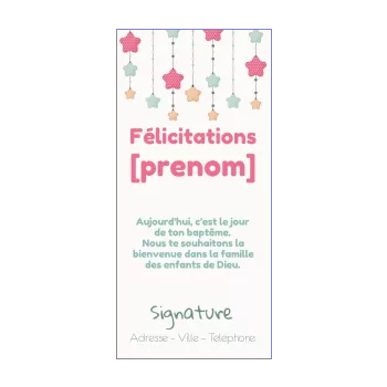 carte felicitation bapteme bleu etoile rouge 