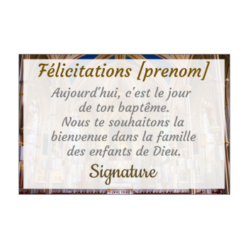Carte de félicitation pour un Baptême à imprimer