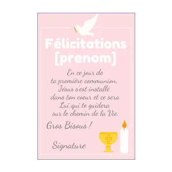 Carte De Felicitation Pour Une Communion A Imprimer