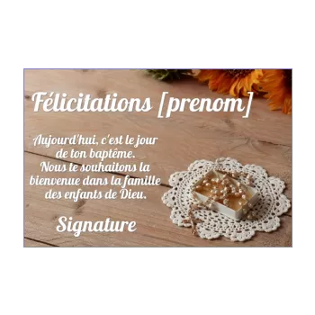 carte felicitation bapteme croix marron 