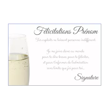 carte felicitation champagne blanc 
