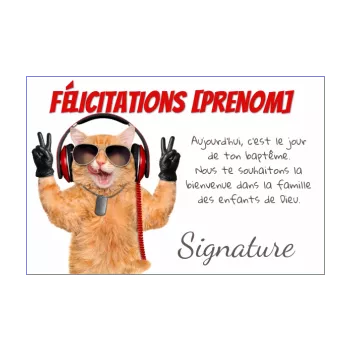 carte felicitation bapteme humour chat marron animaux 