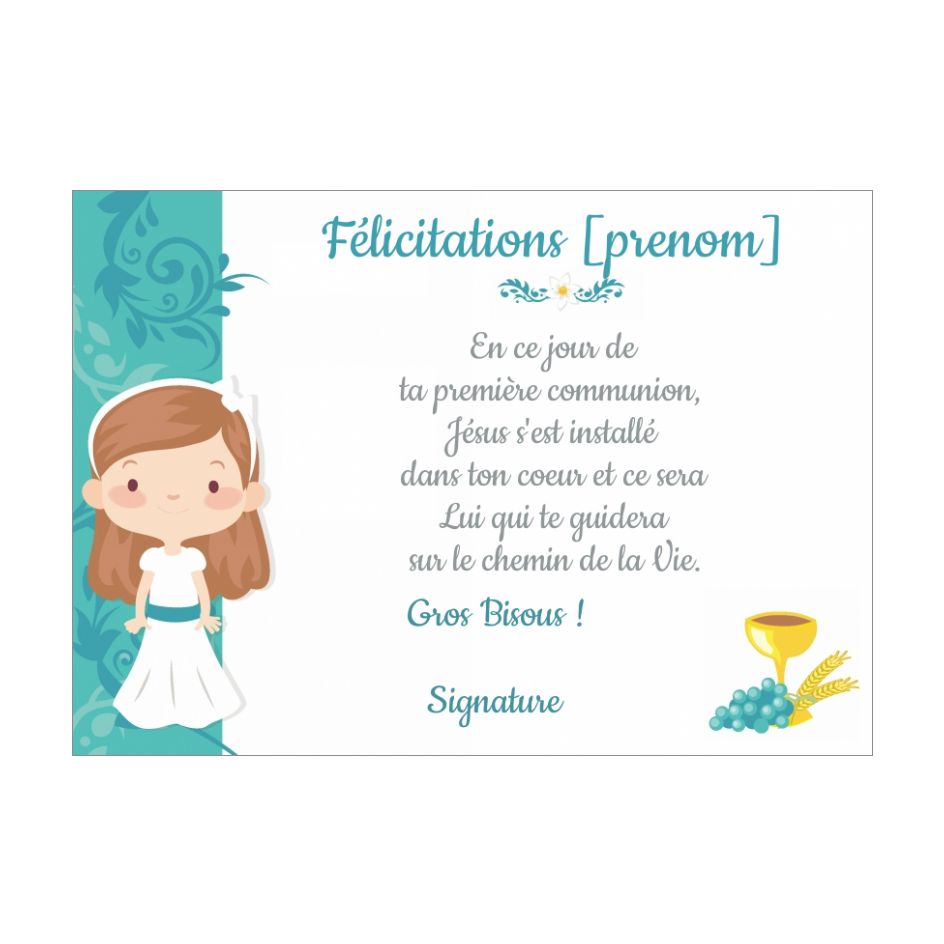 Carte Felicitation Communion Fleur Fille Bleu Gratuit A Imprimer Carte 2731