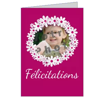 Carte Felicitation Communion Fille Fleur avec photo à imprimer