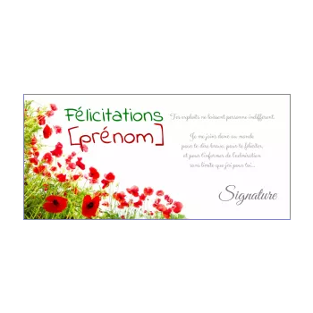 carte felicitation fleur vert rouge 
