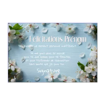 carte felicitation bleu fleur 