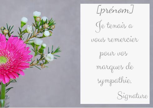 Verso Carte Remerciement Fleur Gris Mauve virtuelle