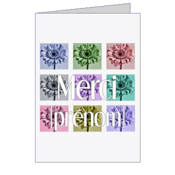 Carte Remerciement Fleur Gris Mauve à imprimer