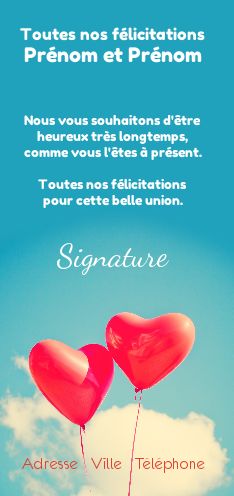 Carte Felicitation Mariage Coeur Bleu gratuit à imprimer