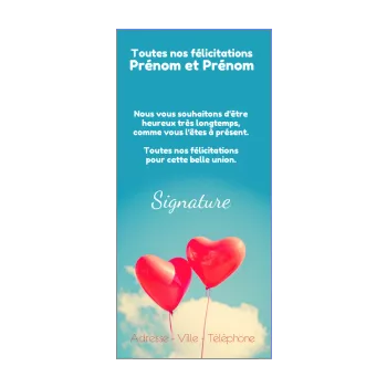 carte felicitation mariage coeur bleu ciel rouge 