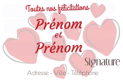 Carte Felicitation Mariage Coeur Rouge gratuit à imprimer