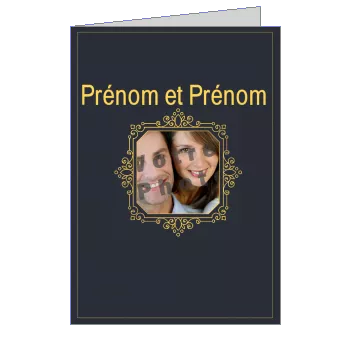 Carte Felicitation Mariage Elegant Gris avec photo à imprimer