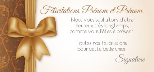 Carte Felicitation Mariage Doree Marron gratuit à imprimer
