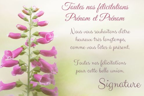Carte Felicitation Mariage Fleur Mauve gratuit à imprimer