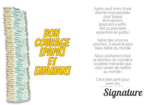 Verso Carte Felicitation Naissance Humour Journal avec photo à imprimer