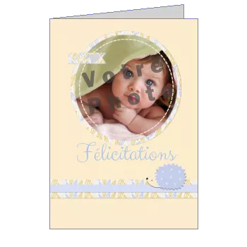 Carte Felicitation Naissance Bebe Jaune avec photo virtuelle