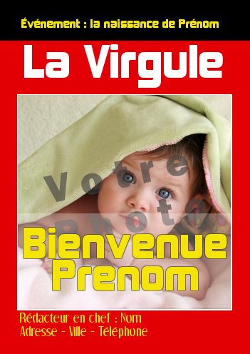 Carte Felicitation Naissance Journal Magazine avec photo à imprimer