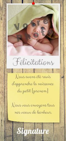 Carte Etiquette Felicitation Naissance Bebe avec photo à imprimer