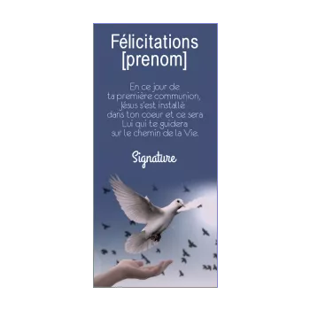 carte felicitation communion oiseau bleu 