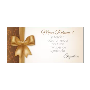 carte remerciement doree marron merci ruban 