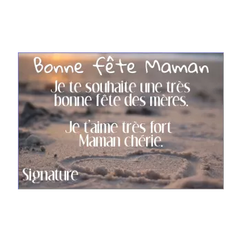 carte maman fete coeur plage 