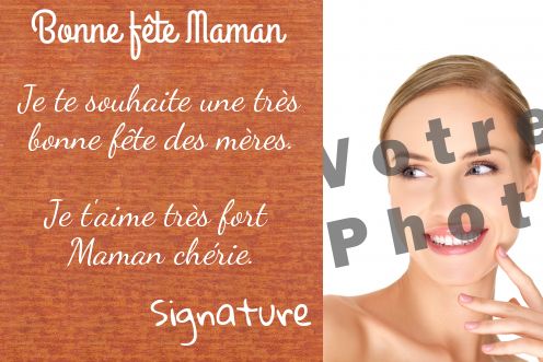 Carte Maman Fete Marron avec photo virtuelle