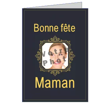 Carte Maman Fete Elegant Gris avec photo à imprimer