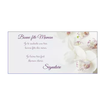 carte maman fete blanc fleur mauve 