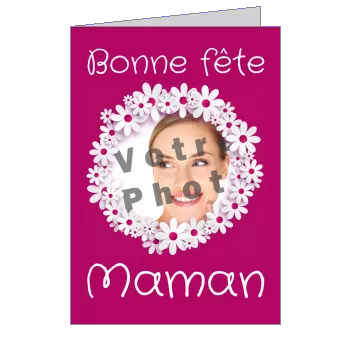 Carte Maman Fete Fleur Mauve avec photo à imprimer