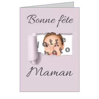 Carte Maman Fete Mauve Rose avec photo à imprimer