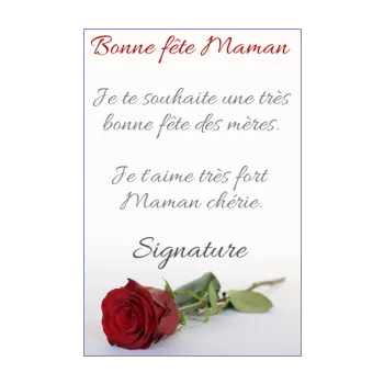 carte maman fete fleur rose rouge 