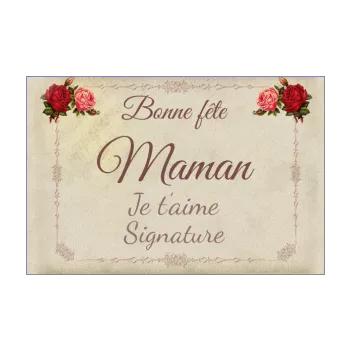 carte maman fete fleur marron rose vintage 