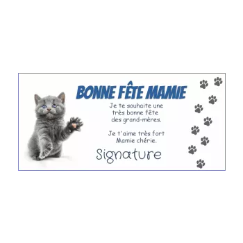 carte grand mere fete chat bleu gris animaux 