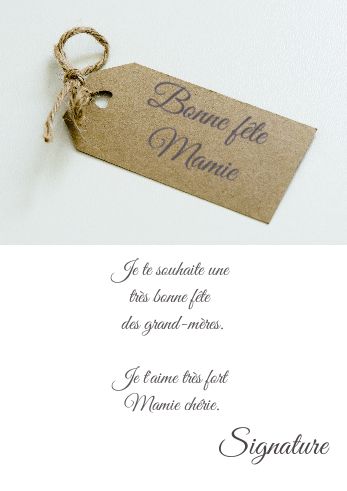 Verso Carte Grand Mere Fete Coeur avec photo à imprimer