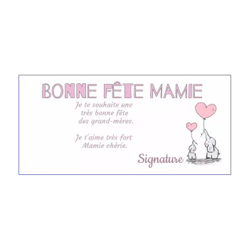 carte grand mere fete coeur rose animaux 