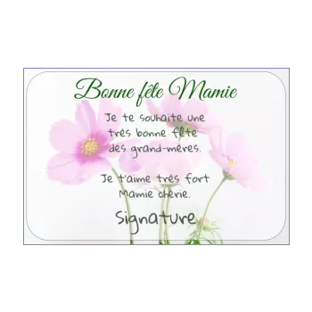 carte grand mere fete fleur rose 