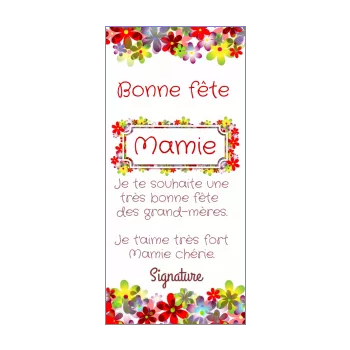 carte grand mere fete fleur rouge 