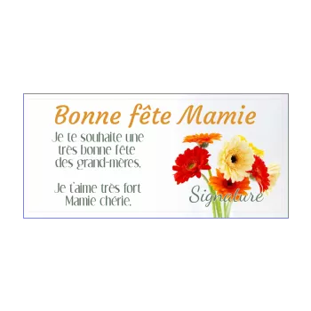 carte grand mere fete fleur jaune orange 