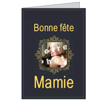 Carte Grand Mere Fete Elegant avec photo à imprimer