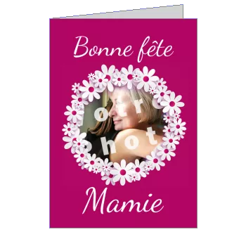 Carte Grand Mere Fete Blanc avec photo à imprimer
